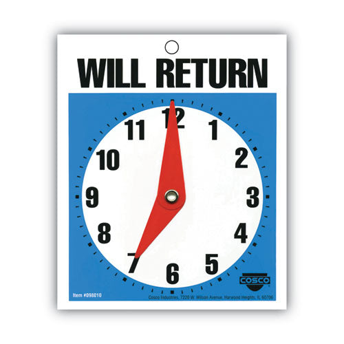 Image of COSCO 098010 Will Return Later Sign, 5 x 6, Blue