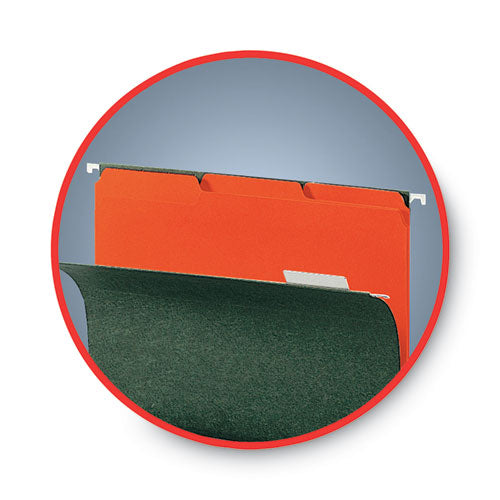 Image of Smead 10259 Interior File Folders, 1/3-Cut Tabs: Assorted, Letter Size, 0.75" Expansion, Orange, 100/Box