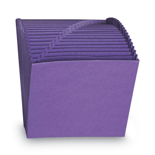 Image of Smead 70721 Heavy-Duty Indexed Expanding Open Top Color Files, 21 Sections, 1/21-Cut Tabs, Letter Size, Purple