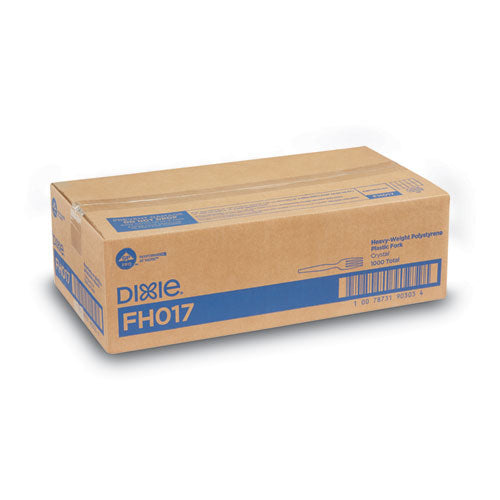 Image of Dixie® FH017 Plastic Cutlery, Heavyweight Fork, Clear, 1,000/Carton