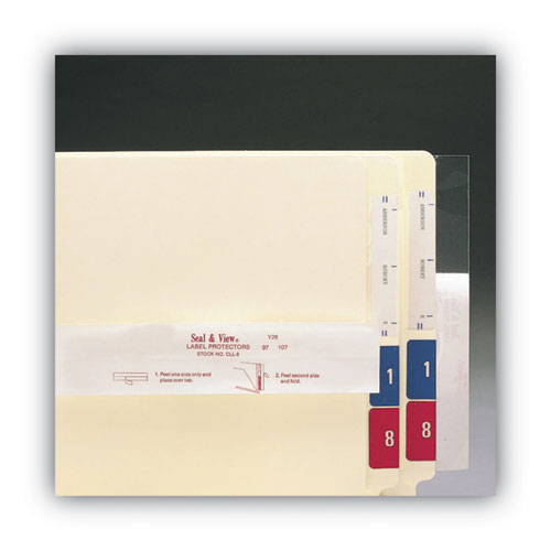 Image of Smead 67608 Seal and View File Folder Label Protector, Clear Laminate, 8 x 1.69, 100/Pack