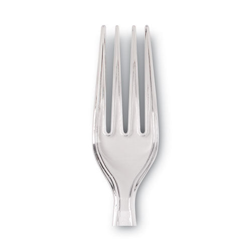 Image of Dixie® FH017 Plastic Cutlery, Heavyweight Fork, Clear, 1,000/Carton