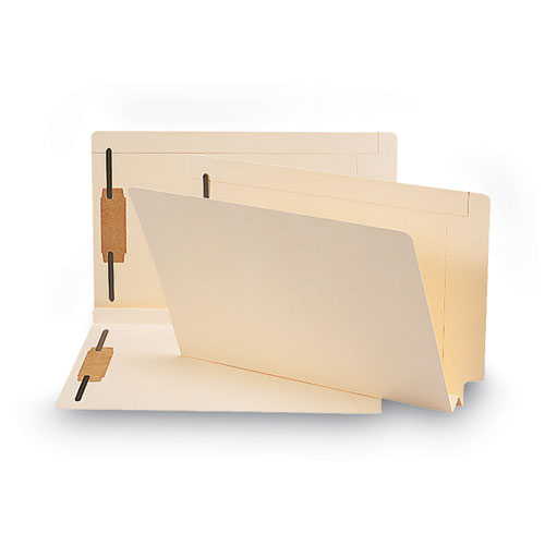 Image of Smead 37276 Manila End Tab Fastener Folders, W-Fold Design, Reinforced Straight Tab, Expands 1.5", 2 Fasteners, Legal Size, Manila, 50/BX