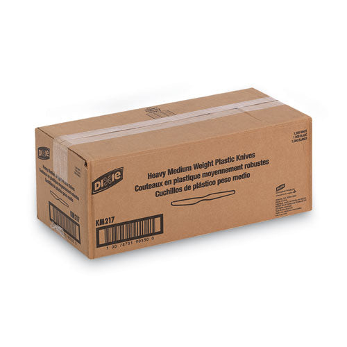 Image of Dixie® KM217 Plastic Cutlery, Heavy Mediumweight Knife, White, 1,000/Carton