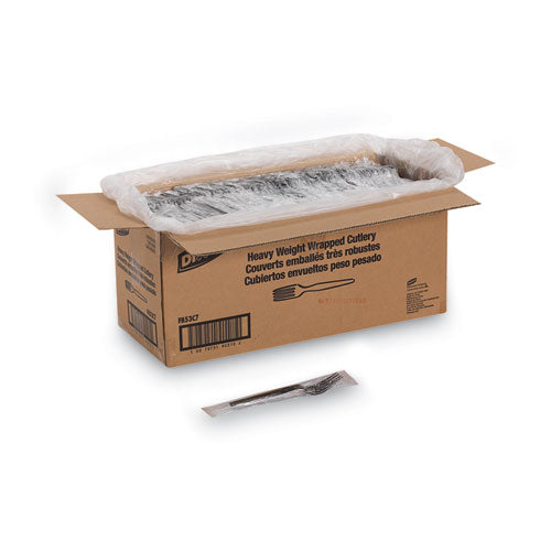 Image of Dixie® FH53C7 Individually Wrapped Heavyweight Forks, Plastic, Black, 1,000/Carton