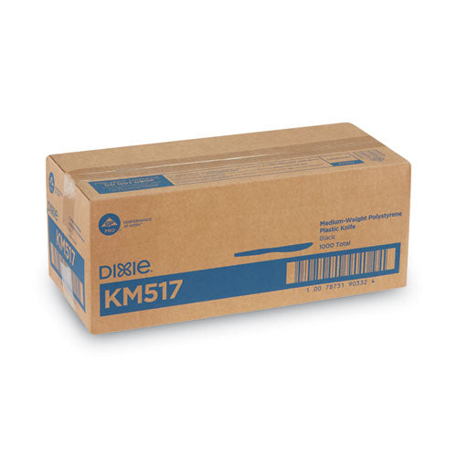 Image of Dixie® KM517 Plastic Cutlery, Heavy Mediumweight Knife, Black, 1,000/Carton