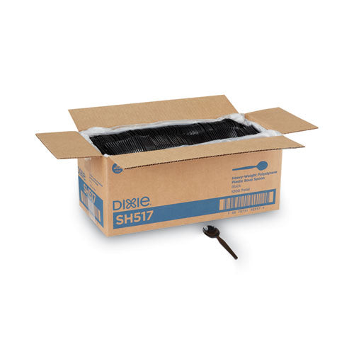 Image of Dixie® SH517 Plastic Cutlery, Heavyweight Soup Spoon, Black, 1,000/Carton