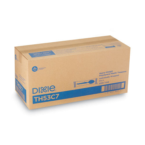 Image of Dixie® TH53C7 Individually Wrapped Heavyweight Spoon, Plastic, Black, 1,000/Carton