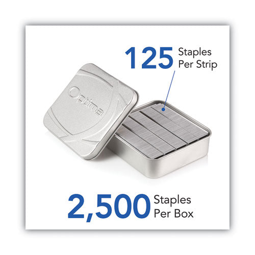 Image of Swingline® S7035550A Optima High-Capacity Staples, 0.38" Leg, 0.5" Crown, Steel, 125/Strip, 20 Strips/Box
