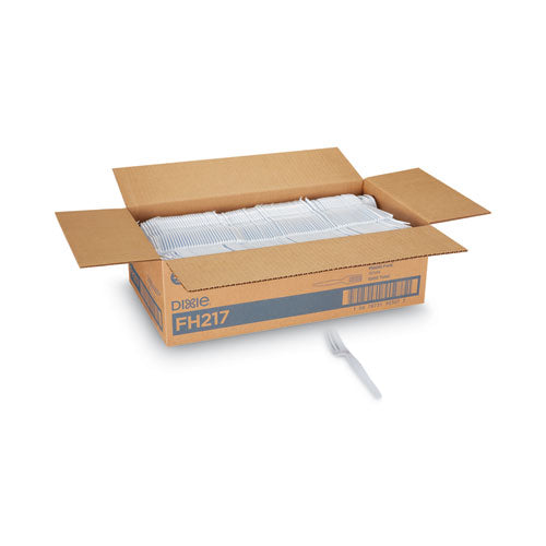 Image of Dixie® FH217 Plastic Cutlery, Heavyweight Fork, White, 1,000/Carton