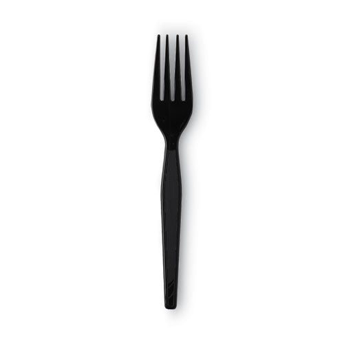 Image of Dixie® FH53C7 Individually Wrapped Heavyweight Forks, Plastic, Black, 1,000/Carton
