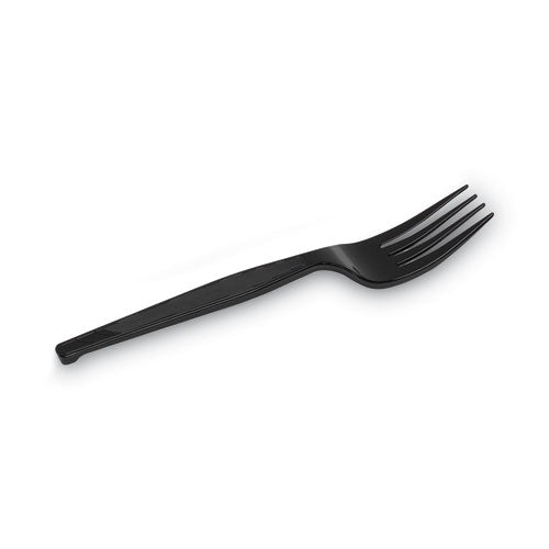 Image of Dixie® FM517 Plastic Cutlery, Heavy Mediumweight Forks, Black, 1,000/carton