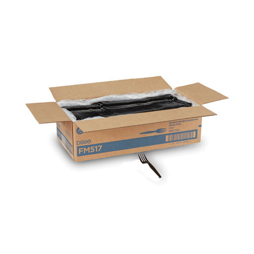 Image of Dixie® FM517 Plastic Cutlery, Heavy Mediumweight Forks, Black, 1,000/carton