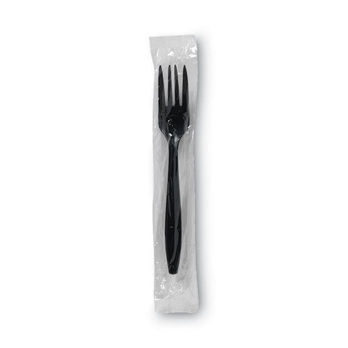Image of Dixie® PFH53C Individually Wrapped Heavyweight Forks, 6.88", Plastic, Black, 1,000/Carton