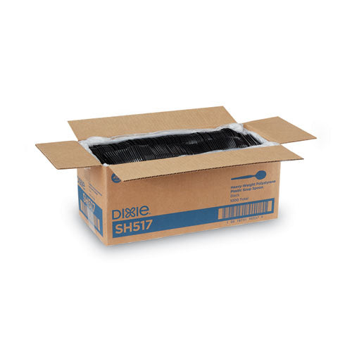 Image of Dixie® SH517 Plastic Cutlery, Heavyweight Soup Spoon, Black, 1,000/Carton