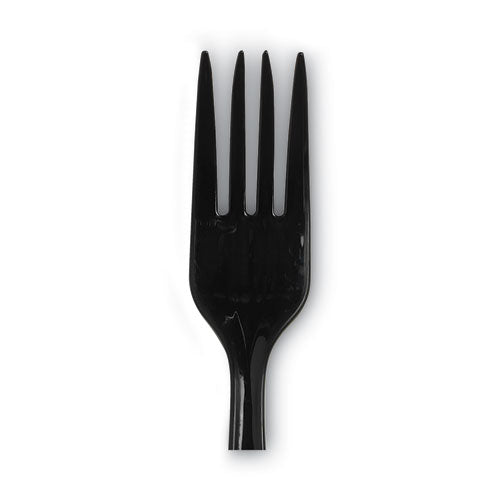 Image of Dixie® PFH53C Individually Wrapped Heavyweight Forks, 6.88", Plastic, Black, 1,000/Carton