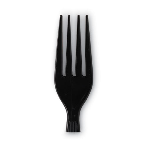 Image of Dixie® FH53C7 Individually Wrapped Heavyweight Forks, Plastic, Black, 1,000/Carton