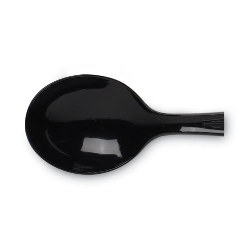 Image of Dixie® SH517 Plastic Cutlery, Heavyweight Soup Spoon, Black, 1,000/Carton