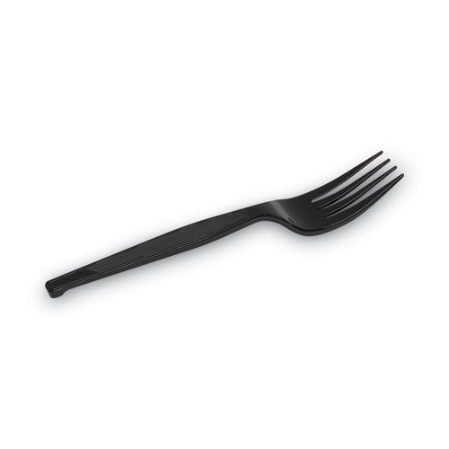 Image of Dixie® PFH53C Individually Wrapped Heavyweight Forks, 6.88", Plastic, Black, 1,000/Carton