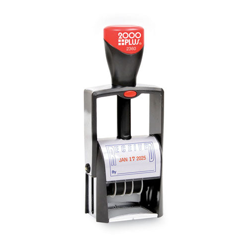 Image of COSCO 2000PLUSÂ® Self-Inking Heavy-Duty Line Dater, 1.25 x 1.83, Red/Blue