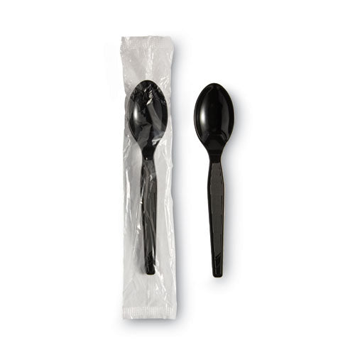 Image of Dixie® TH53C7 Individually Wrapped Heavyweight Spoon, Plastic, Black, 1,000/Carton