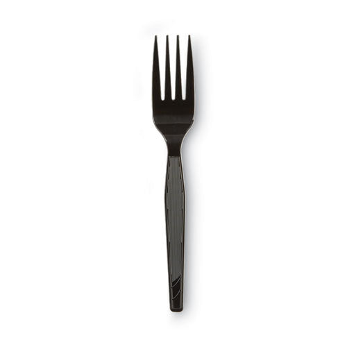 Image of Dixie® FM517 Plastic Cutlery, Heavy Mediumweight Forks, Black, 1,000/carton