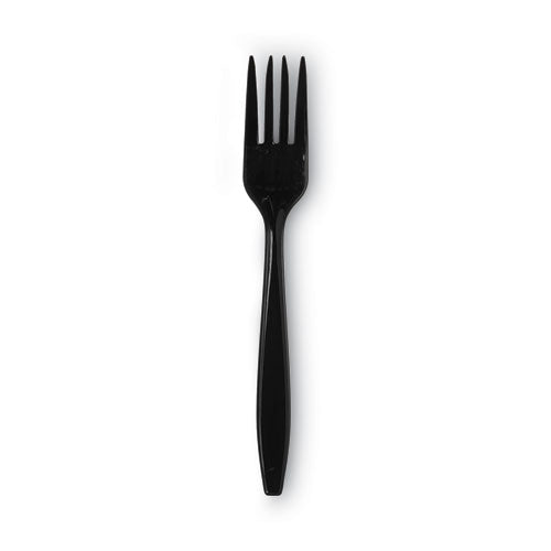 Image of Dixie® PFH53C Individually Wrapped Heavyweight Forks, 6.88", Plastic, Black, 1,000/Carton