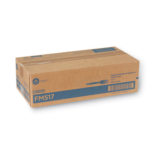 Image of Dixie® FM517 Plastic Cutlery, Heavy Mediumweight Forks, Black, 1,000/carton