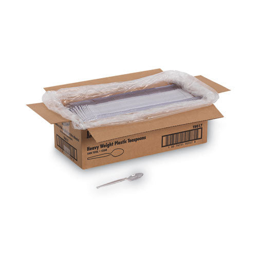 Image of Dixie® TH017 Plastic Cutlery, Heavyweight Spoon, Crystal Clear, 1,000/Carton