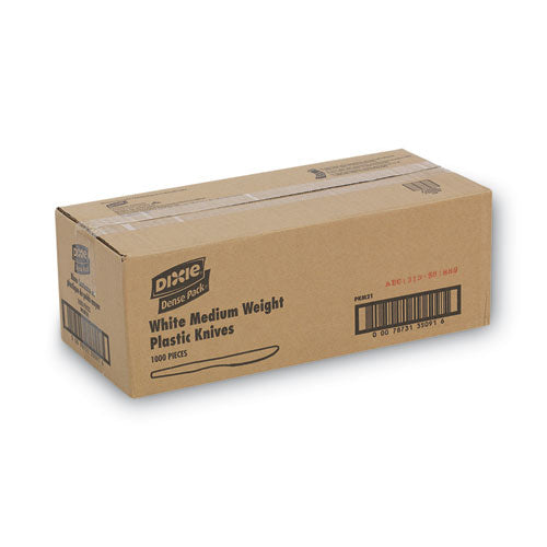 Image of Dixie® PKM21 Plastic Cutlery, Mediumweight Knife, White, 1,000/Carton