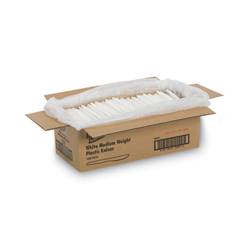 Image of Dixie® PKM21 Plastic Cutlery, Mediumweight Knife, White, 1,000/Carton