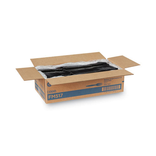Image of Dixie® FM517 Plastic Cutlery, Heavy Mediumweight Forks, Black, 1,000/carton
