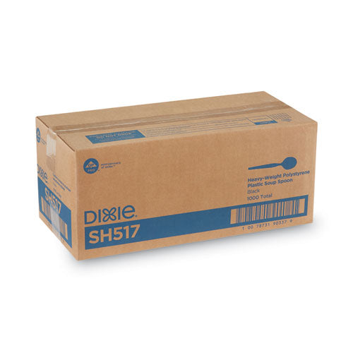 Image of Dixie® SH517 Plastic Cutlery, Heavyweight Soup Spoon, Black, 1,000/Carton