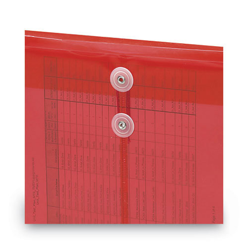 Image of Smead 89547 Poly String and Button Interoffice Envelopes, Open-End (Vertical), 9.75 x 11.63, Transparent Red, 5/Pack