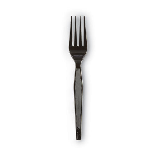 Image of Dixie® FH517 Plastic Cutlery, Heavyweight Fork, Black, 1,000/Carton