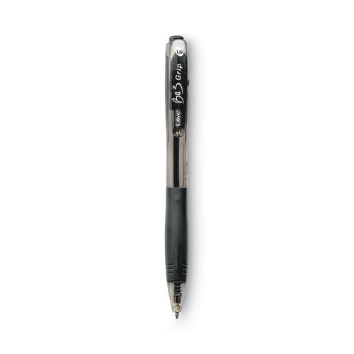 Image of BIC® BU311BK BU3 Ballpoint Pen, Retractable, Bold 1 mm, Black Ink, Smoke/Black Barrel, Dozen