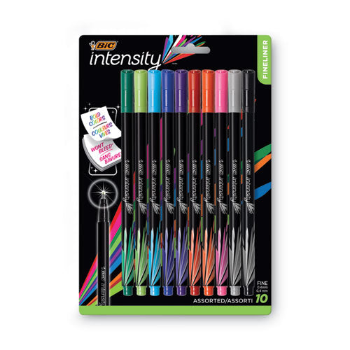 Image of BIC® FPINFAP10-AST Intensity Porous Point Pen, Stick, Extra-Fine 0.4 Mm, Assorted Ink And Barrel Colors, 10/pack