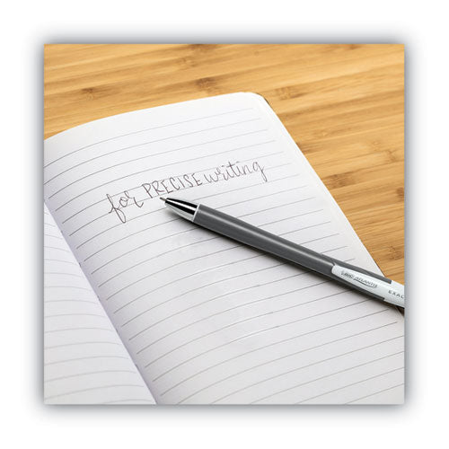 Image of BIC® VCGN11-BK Glide Exact Ballpoint Pen, Retractable, Fine 0.7 Mm, Black Ink, Black Barrel, Dozen