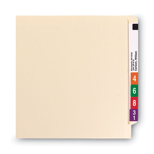 Image of Smead 37115 Manila End Tab Fastener Folders, Reinforced Straight Tab, Expands 0.75", 2 Fasteners, Legal Size, 11-pt Manila, 50/Box