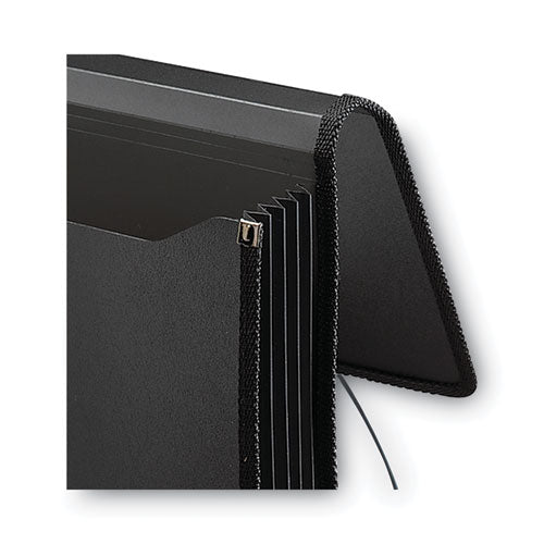 Image of Smead 71500 Poly Premium Wallets, 5.25" Expansion, 1 Section, Elastic Cord Closure, Letter Size, Black