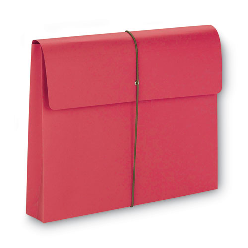 Image of Smead 77205 Expanding Wallet with Elastic Cord, 2" Expansion, 1 Section, Elastic Cord Closure, Letter Size, Red, 10/Box