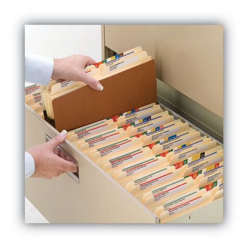 Image of Smead Recycled Top Tab File Pockets, 5.25" Expansion, Letter Size, Redrope, 10/Box