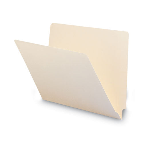Image of Smead 24100 Heavyweight Manila End Tab Folders, 9.5" High Front, Straight 1-Ply Tabs, Letter Size, 0.75" Expansion, Manila, 100/Box