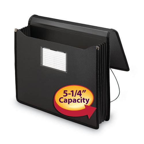 Image of Smead 71500 Poly Premium Wallets, 5.25" Expansion, 1 Section, Elastic Cord Closure, Letter Size, Black