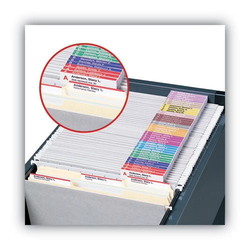 Image of Smead Viewables Hanging Folder Tabs and Labels, Complete Bulk Pack Refill, 1/3-Cut, Assorted Colors, 3.5" Wide, 100/Box