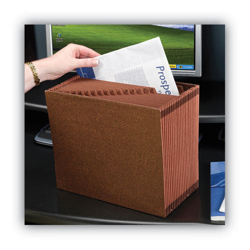 Image of Smead TUFF Expanding Open-Top Stadium File, 21 Sections, 1/21-Cut Tabs, Legal Size, Redrope