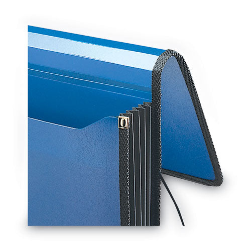 Image of Smead 71503 Poly Premium Wallets, 5.25" Expansion, 1 Section, Elastic Cord Closure, Letter Size, Navy Blue