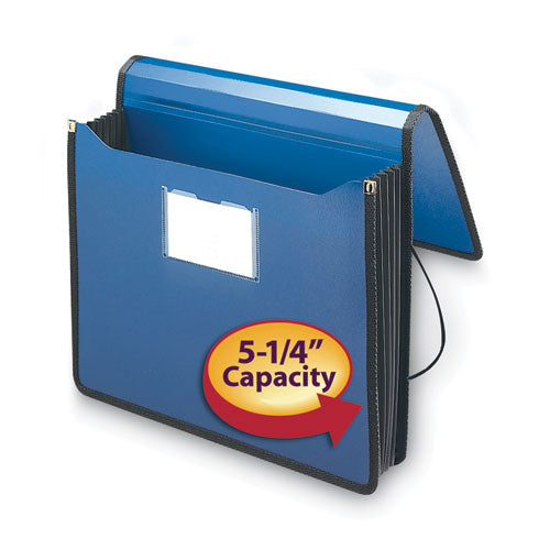 Image of Smead 71503 Poly Premium Wallets, 5.25" Expansion, 1 Section, Elastic Cord Closure, Letter Size, Navy Blue