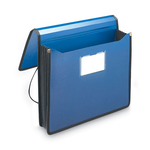 Image of Smead 71503 Poly Premium Wallets, 5.25" Expansion, 1 Section, Elastic Cord Closure, Letter Size, Navy Blue