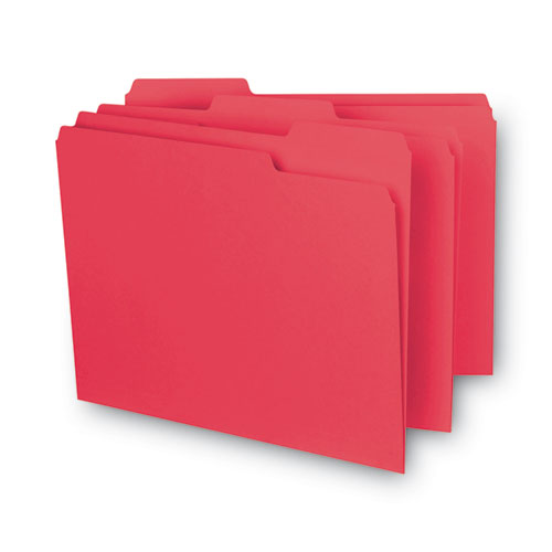 Image of Smead 10267 Interior File Folders, 1/3-Cut Tabs: Assorted, Letter Size, 0.75" Expansion, Red, 100/Box